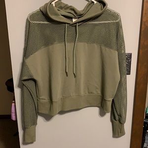 Cropped mesh hoodie